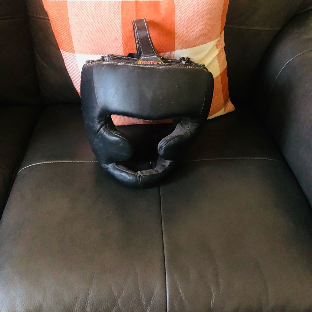 Men's Black Leather Headguard - Unbranded